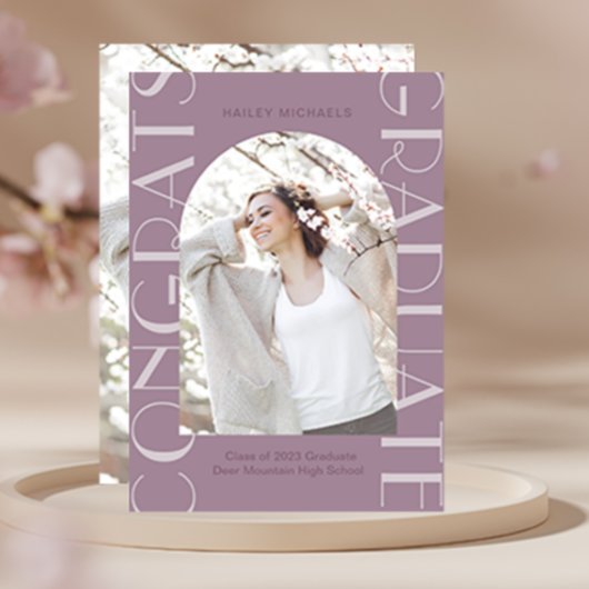 Chic Plum Two Photo Afstuderen Kaart