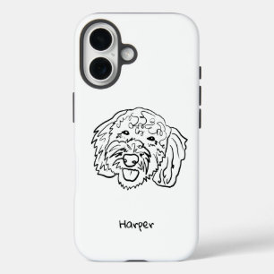 Chic Poedel Outline: Personaliseer uw telefoonhoes iPhone 16 Hoesje