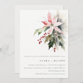 Chic Poinsettia Berry Foliage Wedding Jubileum Kaart (Voorkant / Achterkant)