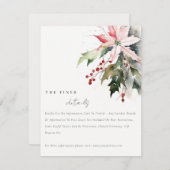 Chic Poinsettia bessen gebladerte bruiloft details Informatiekaartje (Voorkant / Achterkant)