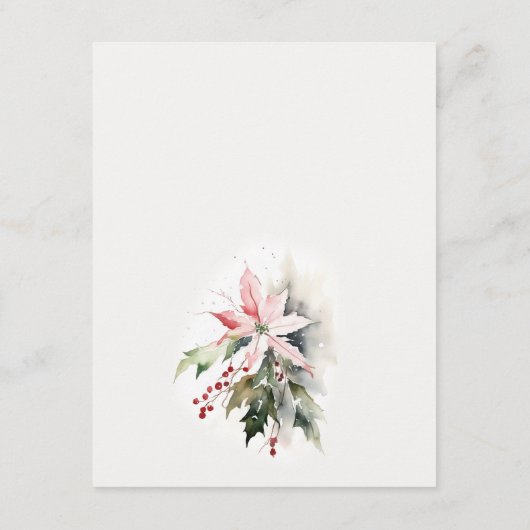 Chic Poinsettia bessen gebladerte bruiloft details Informatiekaartje (Achterkant)