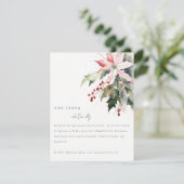Chic Poinsettia bessen gebladerte bruiloft details Informatiekaartje (Staand voorkant)