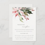 Chic Poinsettia bessen gebladerte bruiloft recepti Informatiekaartje (Voorkant / Achterkant)