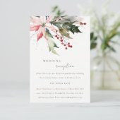 Chic Poinsettia bessen gebladerte bruiloft recepti Informatiekaartje (Staand voorkant)