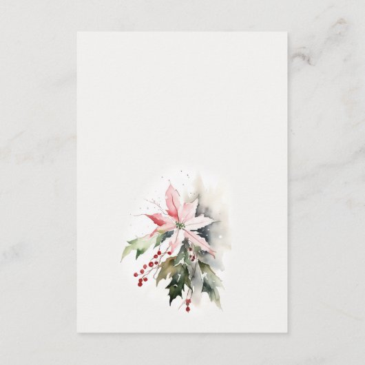 Chic Poinsettia bessen gebladerte bruiloft recepti Informatiekaartje (Achterkant)