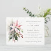 Chic Poinsettia bessen gebladerte repetitie diner Kaart (Staand voorkant)