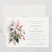 Chic Poinsettia bessen gebladerte repetitie diner Kaart (Voorkant / Achterkant)