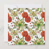 Chic Poinsettia en Sinaasappels Kerst Kaart (Achterkant)