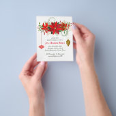 Chic Poinsettia Kerstmis Red Gold Party brochure (Hand)