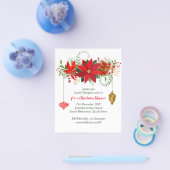 Chic Poinsettia Kerstmis Red Gold Party brochure (Enkel)