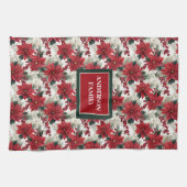 Chic Poinsettia Kitchen Towel Custom Name Gift Theedoek (Horizontaal)