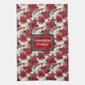 Chic Poinsettia Kitchen Towel Custom Name Gift Theedoek (Verticaal)