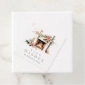 Chic Poinsettia open haard warme kerstwensen Bedankjes Labels (In situ)