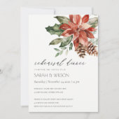 Chic Poinsettia Pine Cone Rehearsal Dinner Invite Bedankkaart (Voorkant)