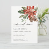 Chic Poinsettia Pine Cone Rehearsal Dinner Invite Bedankkaart (Staand voorkant)