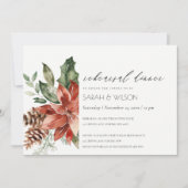 Chic Poinsettia Pine Cone Rehearsal Dinner Invite Bedankkaart (Voorkant)