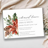 Chic Poinsettia Pine Cone Rehearsal Dinner Invite Bedankkaart