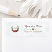 Chic Poinsettia Winter Wreath Snowflakes Wedding Etiket (Insitu)