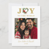 Chic Poinsettias Christmas Heart-Shape Garland Feestdagenkaart (Voorkant)