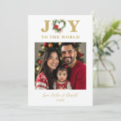 Chic Poinsettias Christmas Heart-Shape Garland Feestdagenkaart (Staand voorkant)