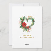 Chic Poinsettias Christmas Heart-Shape Garland Feestdagenkaart (Achterkant)