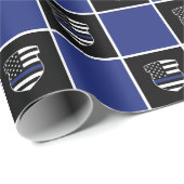 Chic-politieagent Thin Blue Line Badge Patroon Cadeaupapier (Rol Hoek)