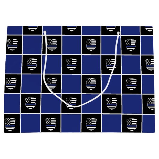Chic-politieagent Thin Blue Line Badge Patroon Groot Cadeauzakje (Voorkant)