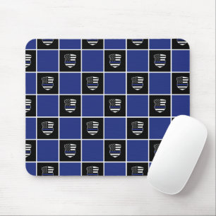 Chic-politieagent Thin Blue Line Badge Patroon Muismat