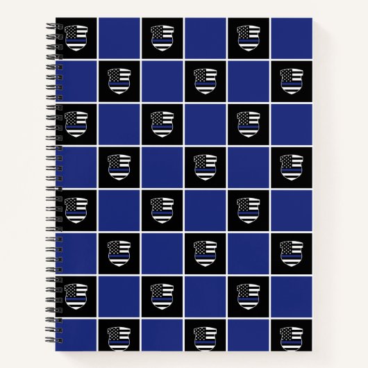Chic-politieagent Thin Blue Line Badge Patroon Notitieboek (Voorkant)