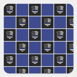 Chic-politieagent Thin Blue Line Badge Patroon Vierkante Sticker