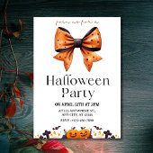 Chic Polka Dot Bow Halloween Party Uitnodiging