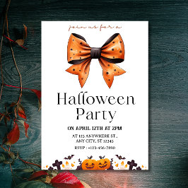 Chic Polka Dot Bow Halloween Party Uitnodiging