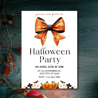Chic Polka Dot Bow Halloween Party Uitnodiging