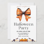 Chic Polka Dot Bow Halloween Party Uitnodiging (Voorkant)