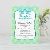 Chic Polka Dot Couple's Baby shower Invitation Kaart (Staand voorkant)
