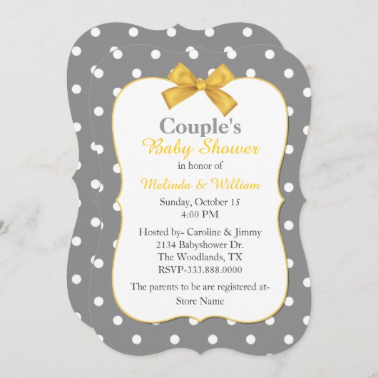Chic Polka Dot Couple's Baby shower Invitation Kaart (Voorkant / Achterkant)