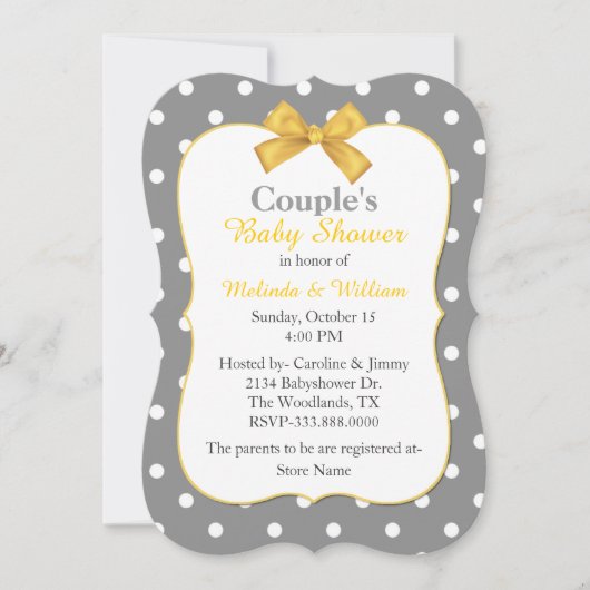 Chic Polka Dot Couple's Baby shower Invitation Kaart (Voorkant)