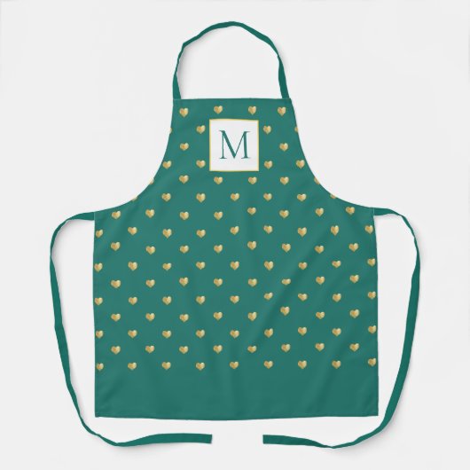 Chic Polka Dot Gold Hearts Monogram Turquoise Schort (Voorkant)