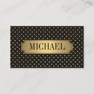 Chic Polka Dot Pattern Luxe Gold Metallic Visitekaartje