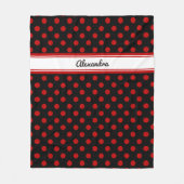 Chic Polka Dot Red Black Background Fleece Blanket (Voorkant)