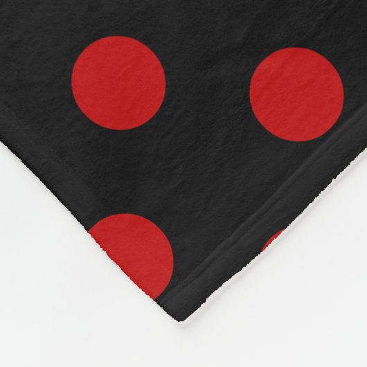 Chic Polka Dot Red Black Background Fleece Blanket (Hoek)