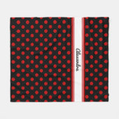 Chic Polka Dot Red Black Background Fleece Blanket Deken (Voorkant (Horizontaal))