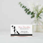 Chic Polka Dot & Roze Folie Maid Cleaning Services Visitekaartje (Staand voorkant)