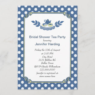 Chic Polka Dot Vrijgezellenfeest Tea Party Invitat Kaart