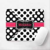 Chic Polka Dots Hot Pink Black White - aangepaste Muismat (Met muis)