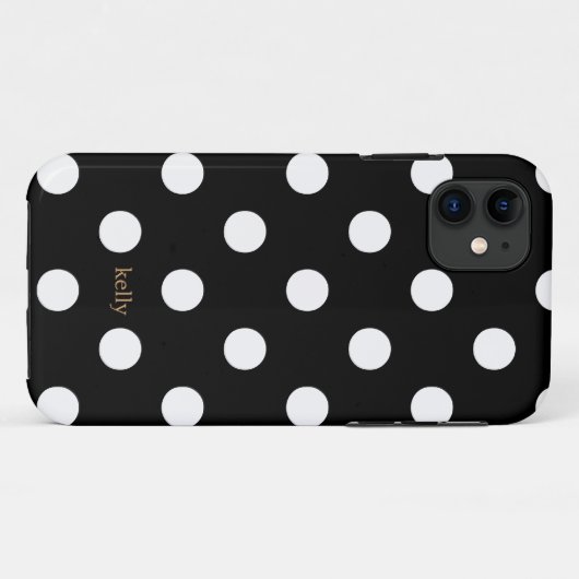 Chic Polka Dots iPhone cases (zwart) (Achterkant (horizontaal))