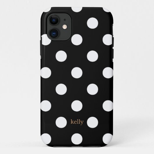 Chic Polka Dots iPhone Hoesjes (Zwart) (Achterkant)
