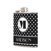 Chic Polka Dots Monogram Gepersonaliseerd Heupfles (Links)