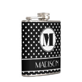 Chic Polka Dots Monogram Gepersonaliseerd Heupfles (Rechts)