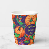 Chic Pompoen Custom Halloween Papieren Kopjes Papieren Bekers (Achterkant)